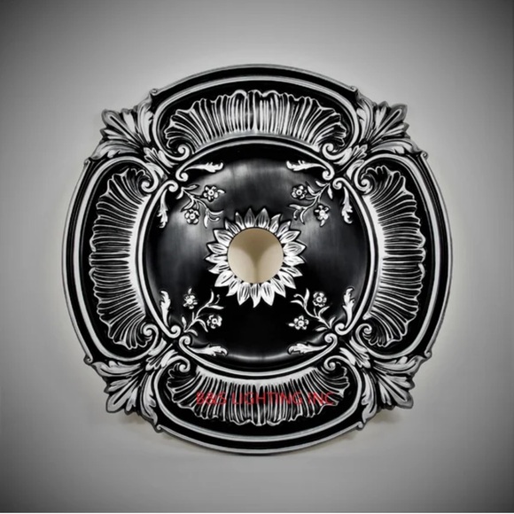 Black and Silver Chandelier Ceiling Medallion - Picture 3 of 15